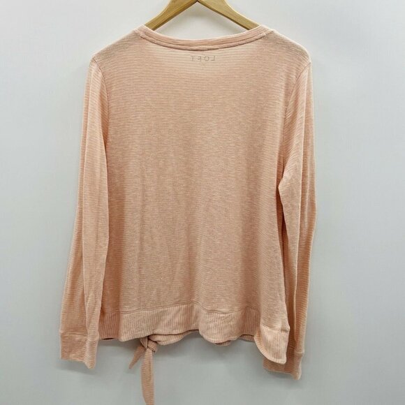 LOFT Size Large Long Sleeve Striped Tie Front Blouse 310 - Picture 3 of 5